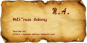 Mónus Adony névjegykártya